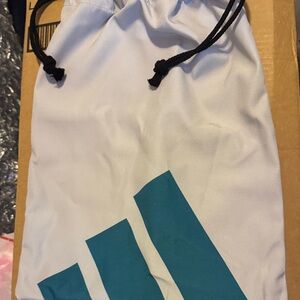 Adidas White and Teal Drawstring Bag